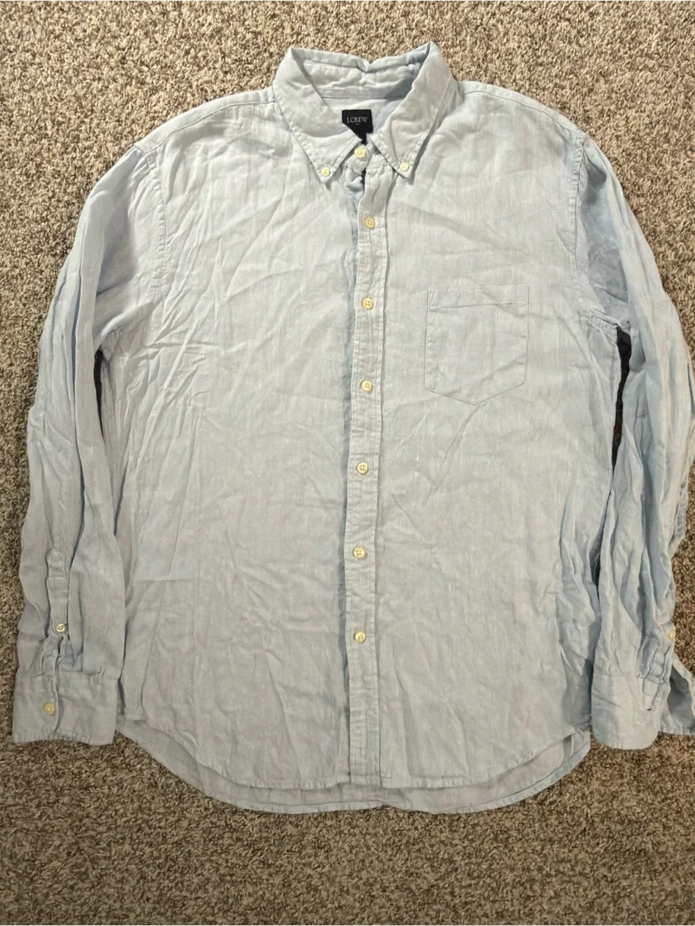 J. Crew Pale Blue Button-Down Linen Shirt